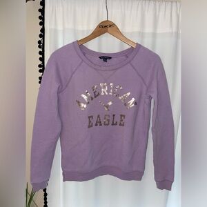 American Eagle purple crew sweatshirt women’s XS silver logo crewneck lilac